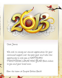 Chinese New Year eCards for Business - Golden Snake