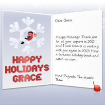 Happy Holidays Image of Business eCard with XXBird in Snowflake