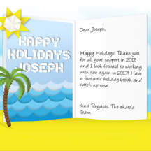 Happy Holidays Image of Business eCard with Origami Beach