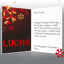Happy Holidays Image of Business eCard with Snowflakes and Wood