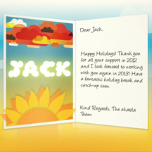 Happy Holidays Image of Business eCard with Sun and Clouds