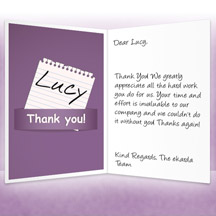 Image of Thank you Business eCard with Purple Note