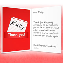 Image of Thank you Business eCard with Red Note