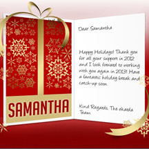 Image of Business Christmas Holidays eCard with Golden Gift