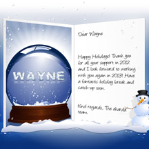 Happy Holidays Image of Business eCard with Snow Dome