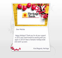 Custom Happy Holidays Christmas Business eCard Heritage Bank