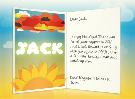 Happy Holidays Environmental eCard for Business with Sun and Flowers